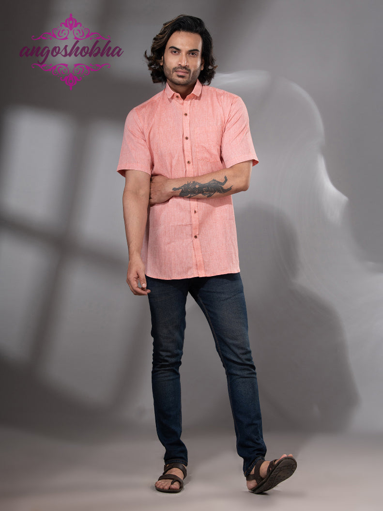 Peach Cotton Men's Shirt