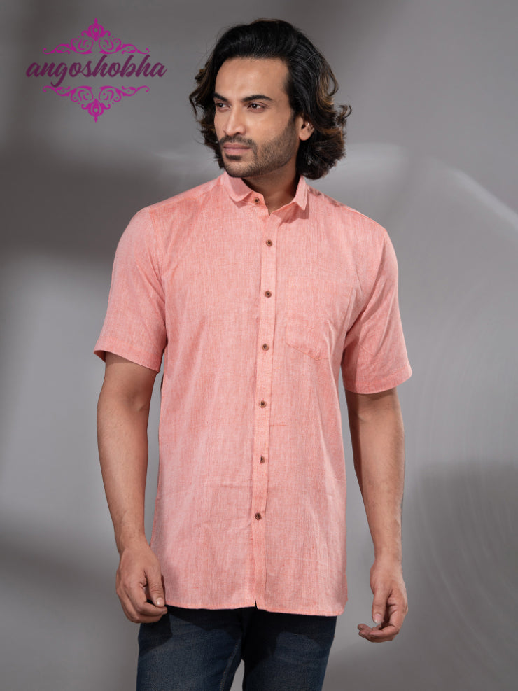 Peach Cotton Men's Shirt