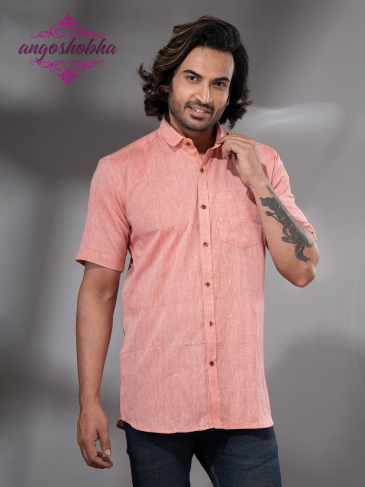 Peach Cotton Men's Shirt