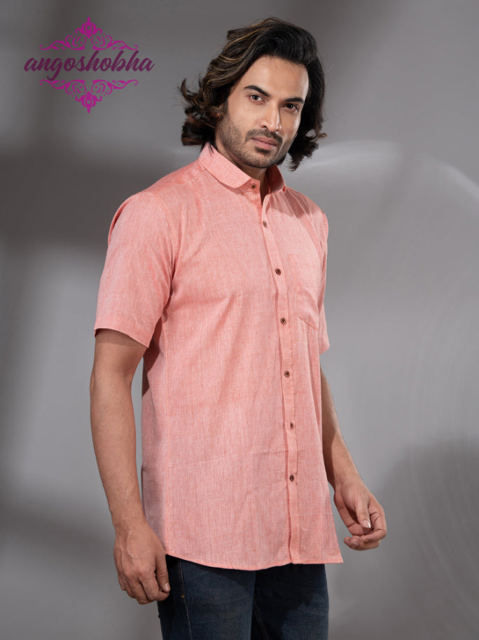 Peach Cotton Men's Shirt