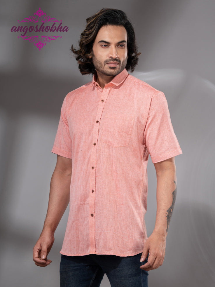 Peach Cotton Men's Shirt