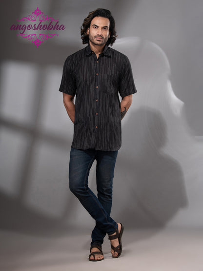 Black Cotton Men's Shirt