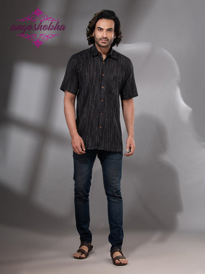 Black Cotton Men's Shirt