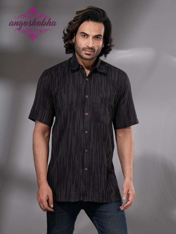 Black Cotton Men's Shirt