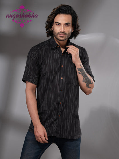 Black Cotton Men's Shirt