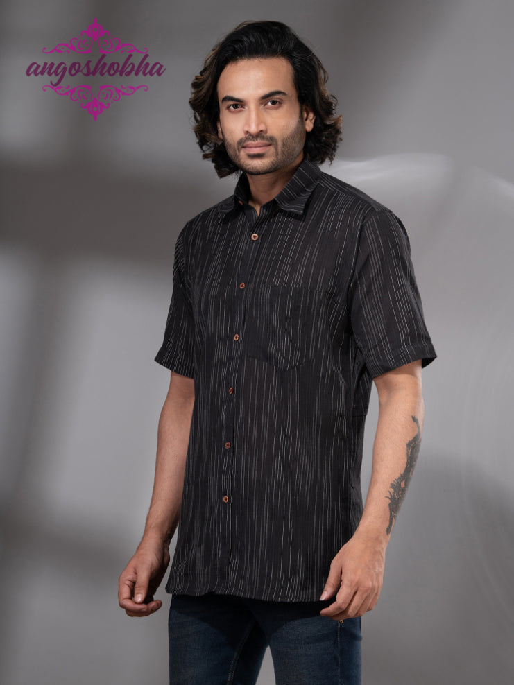 Black Cotton Men's Shirt