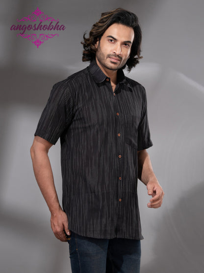 Black Cotton Men's Shirt