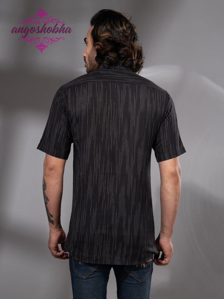 Black Cotton Men's Shirt