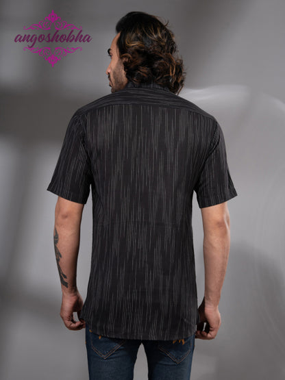 Black Cotton Men's Shirt