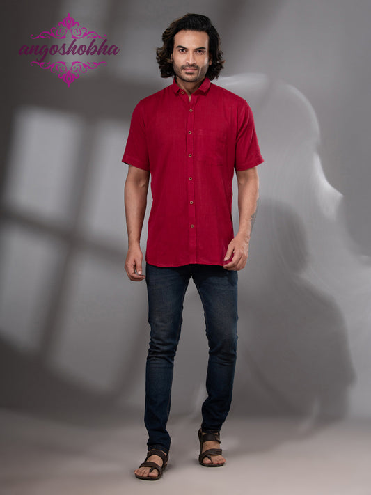 Red Cotton Men's Shirt