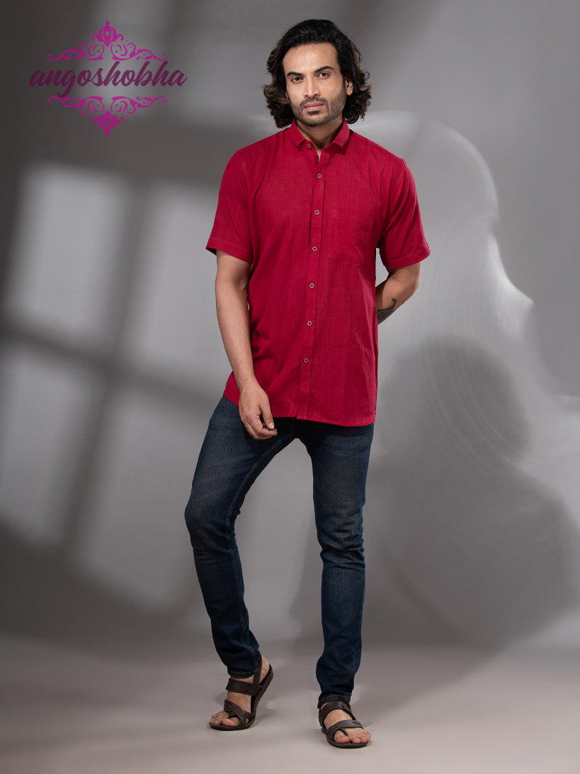 Red Cotton Men's Shirt