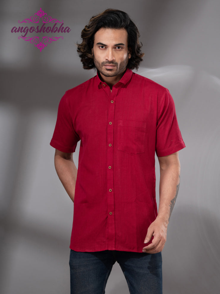 Red Cotton Men's Shirt