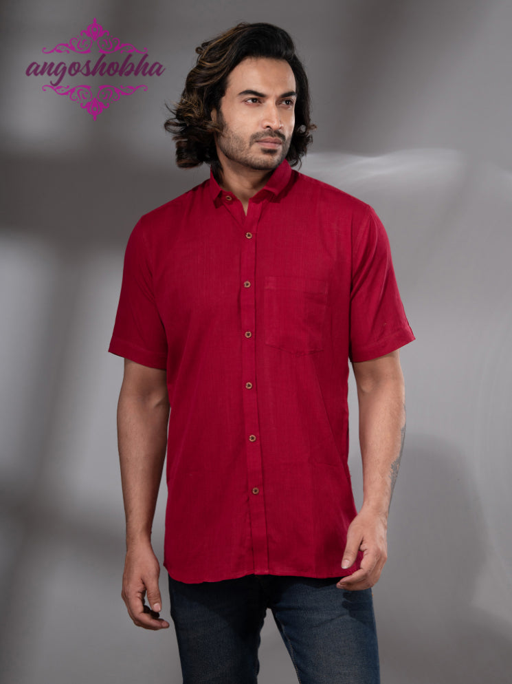 Red Cotton Men's Shirt
