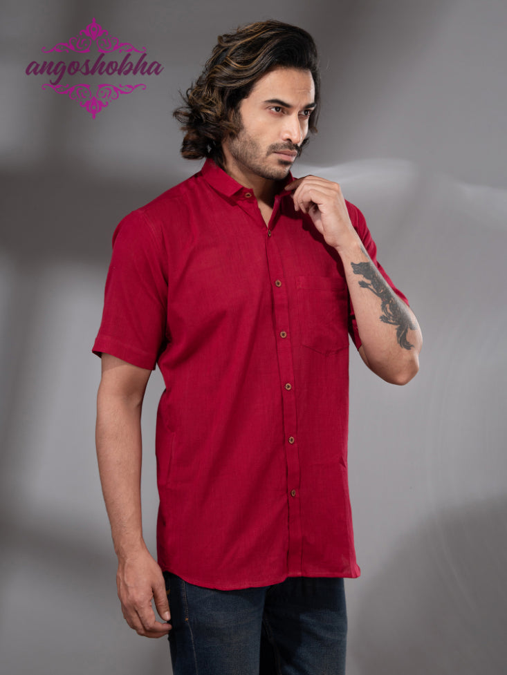 Red Cotton Men's Shirt