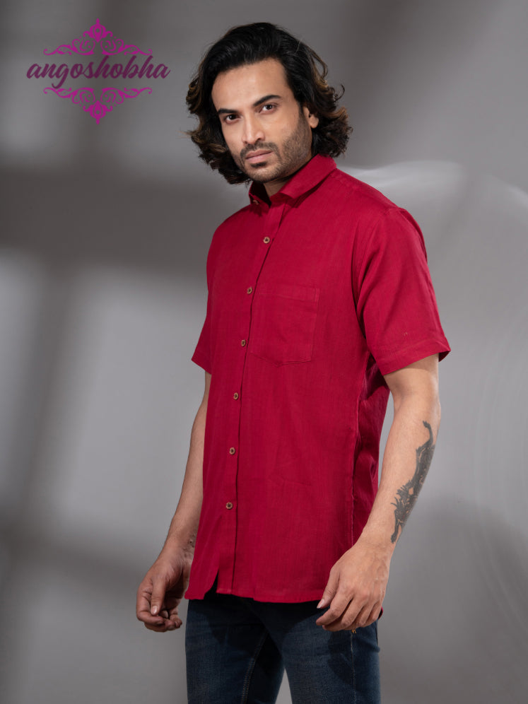Red Cotton Men's Shirt
