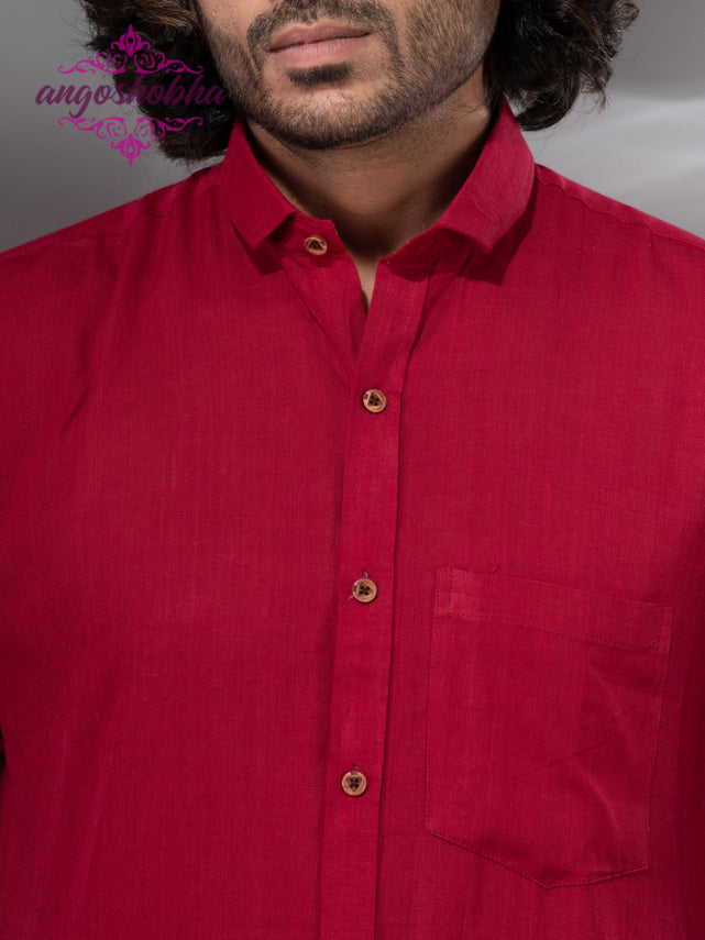 Red Cotton Men's Shirt