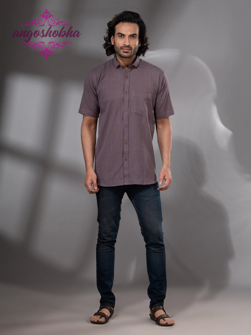 Dark Mauve Cotton Men's Shirt