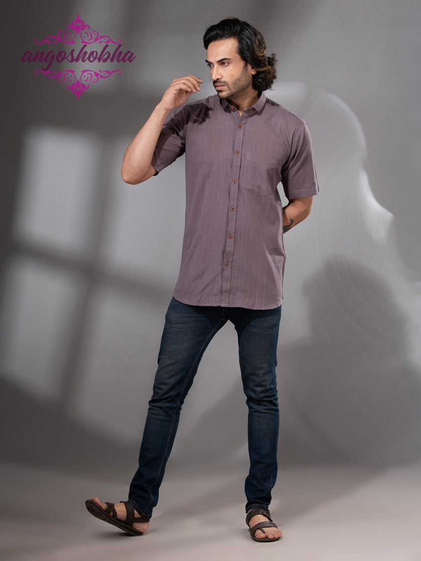 Dark Mauve Cotton Men's Shirt