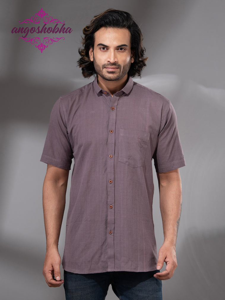 Dark Mauve Cotton Men's Shirt