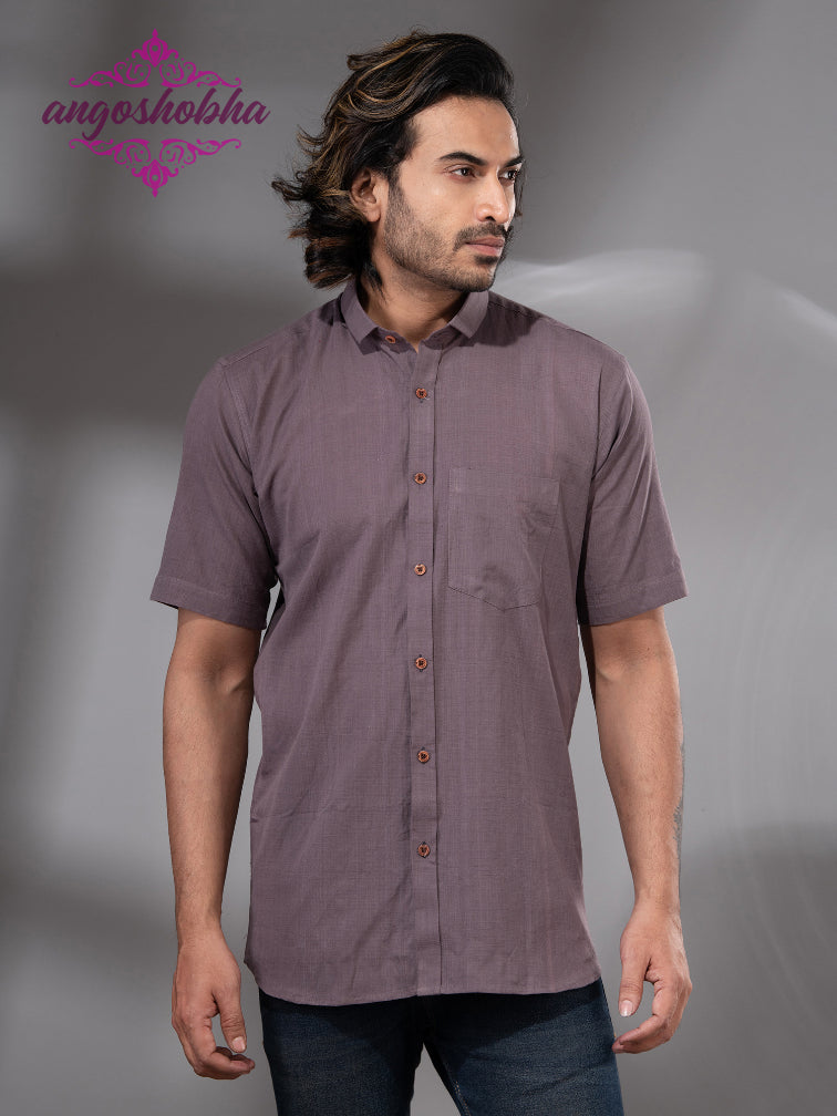 Dark Mauve Cotton Men's Shirt
