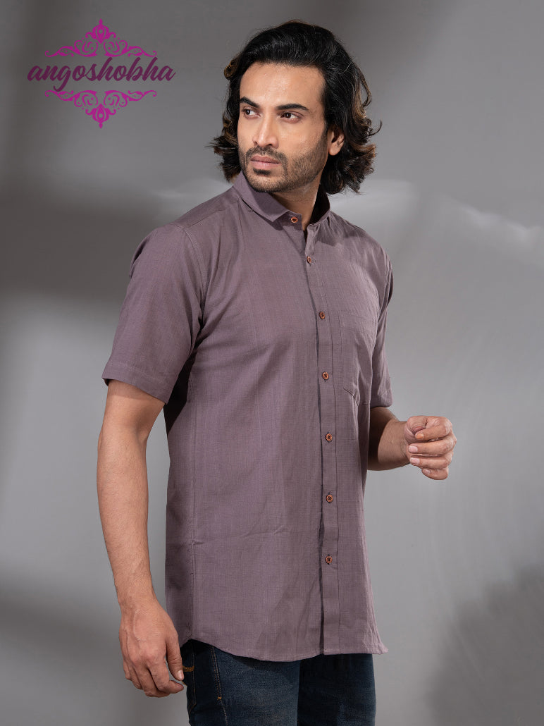 Dark Mauve Cotton Men's Shirt