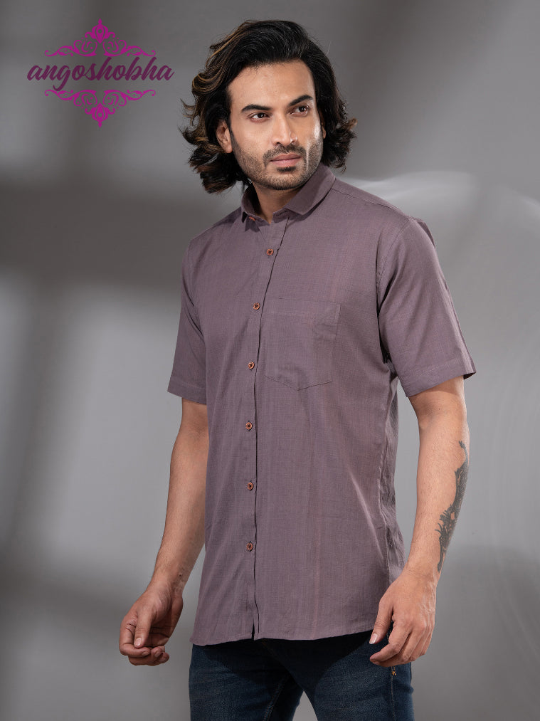 Dark Mauve Cotton Men's Shirt