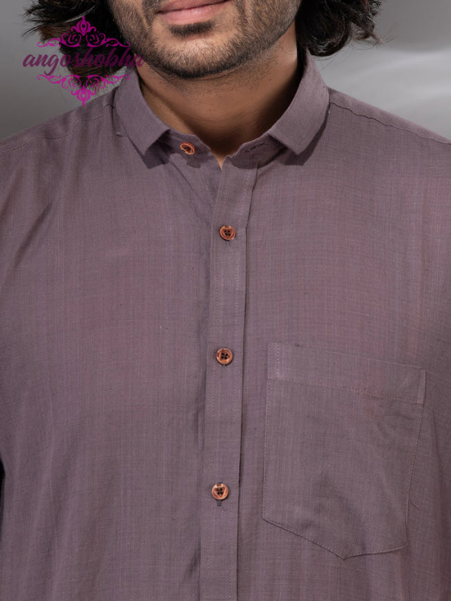 Dark Mauve Cotton Men's Shirt