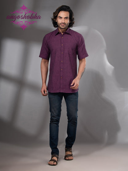 Plum Purple Cotton Men's Shirt