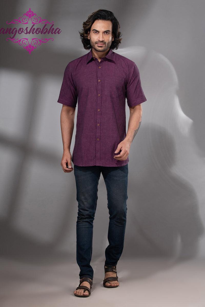 Plum Purple Cotton Men's Shirt