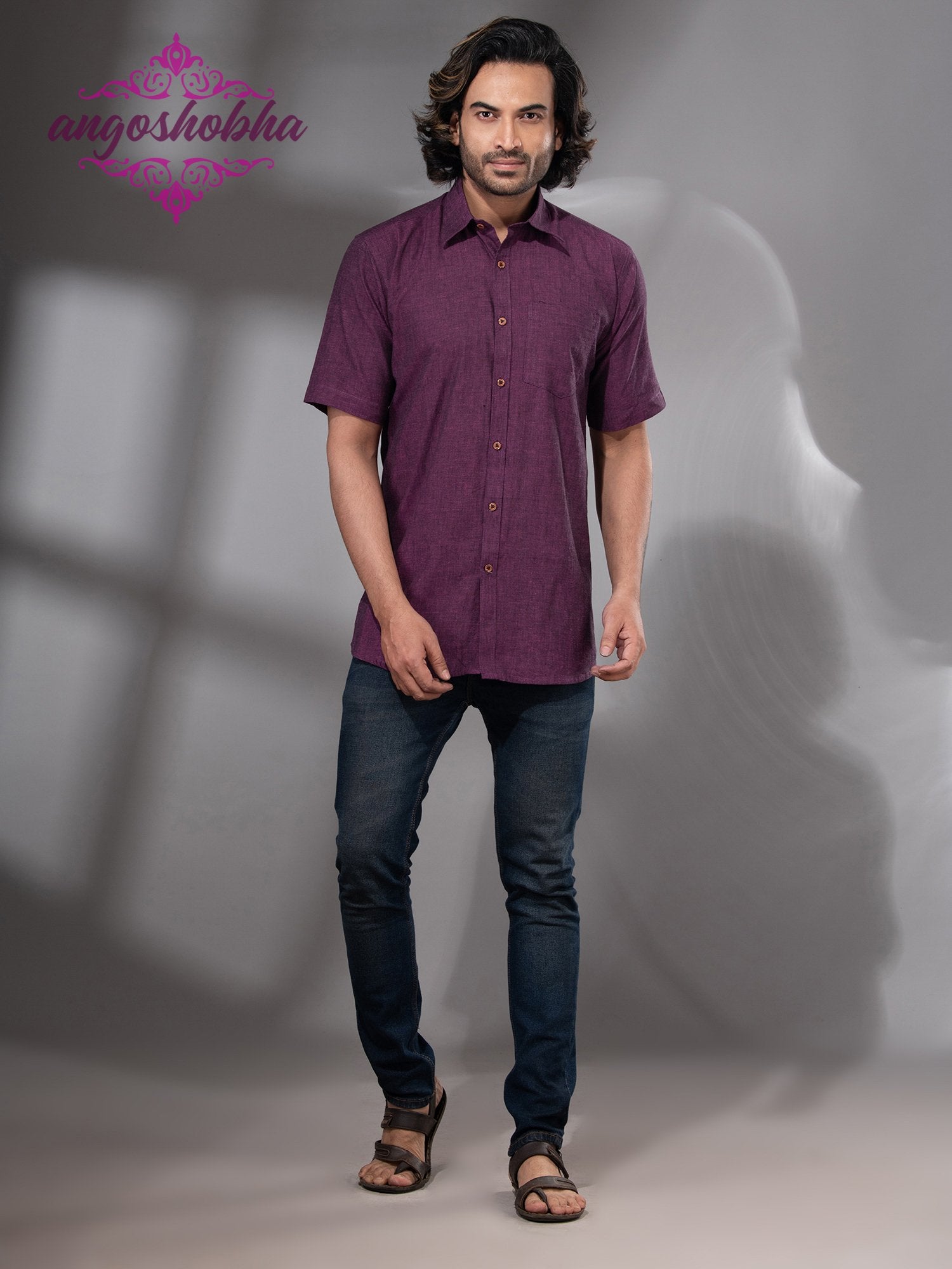 Plum Purple Cotton Men's Shirt
