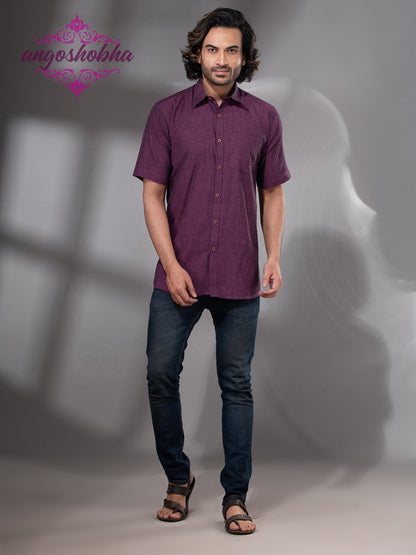 Plum Purple Cotton Men's Shirt