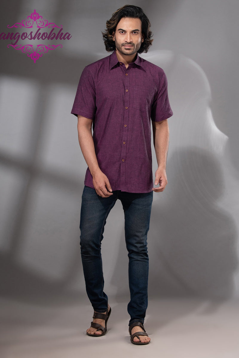 Plum Purple Cotton Men's Shirt