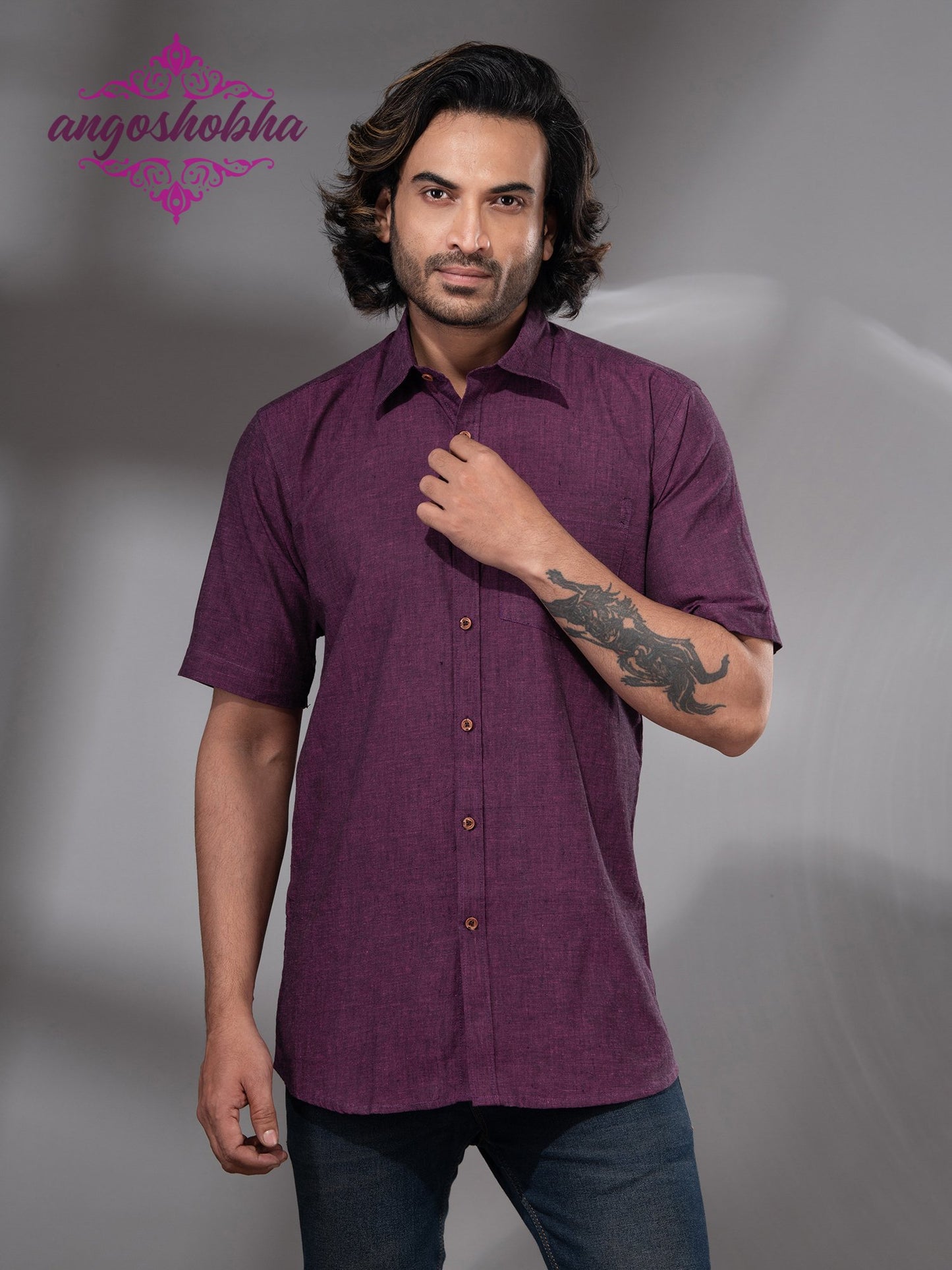 Plum Purple Cotton Men's Shirt