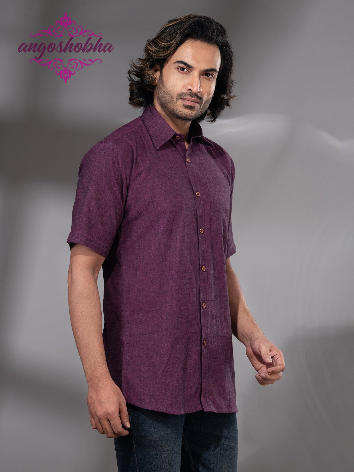 Plum Purple Cotton Men's Shirt