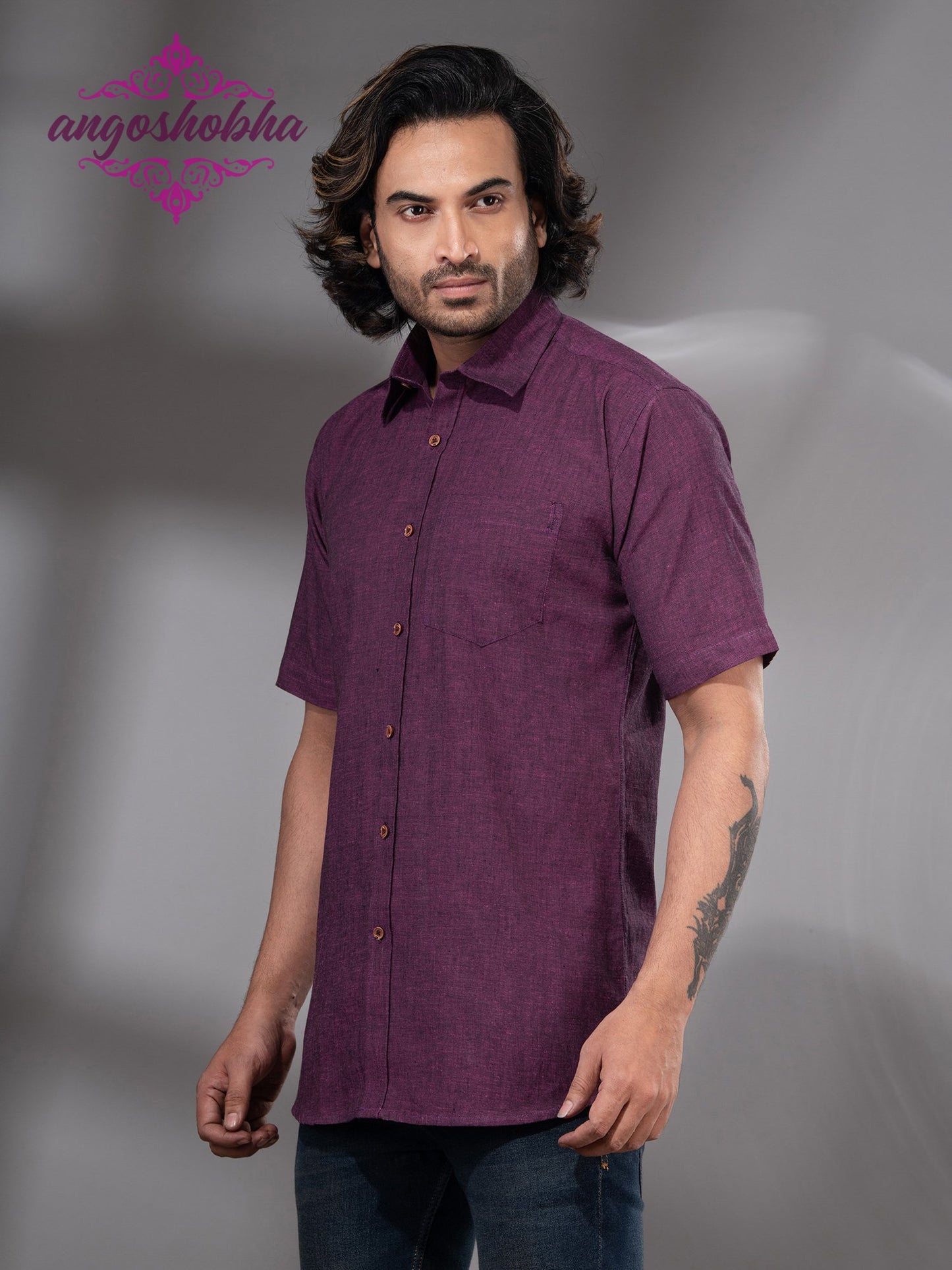 Plum Purple Cotton Men's Shirt