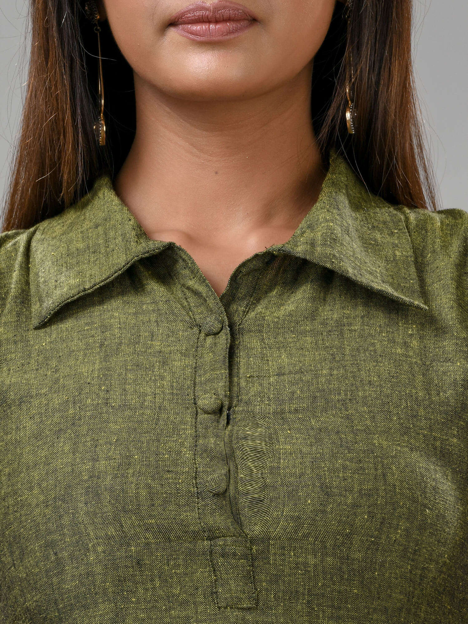 Mad Green Cotton Bengal Handwoven Kurti