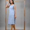Cadet Blue Cotton Bengal Handwoven Kurti