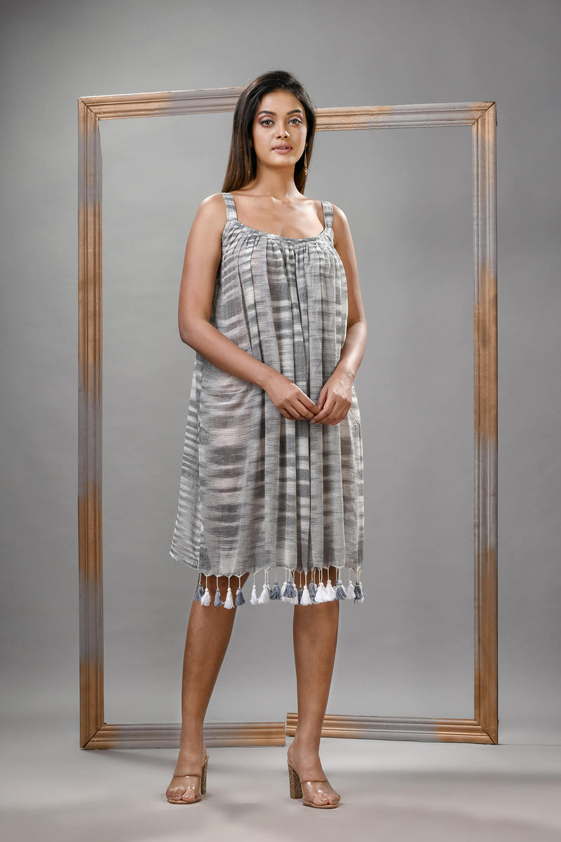 Ash Cotton Bengal Handwoven Kurti One Piece