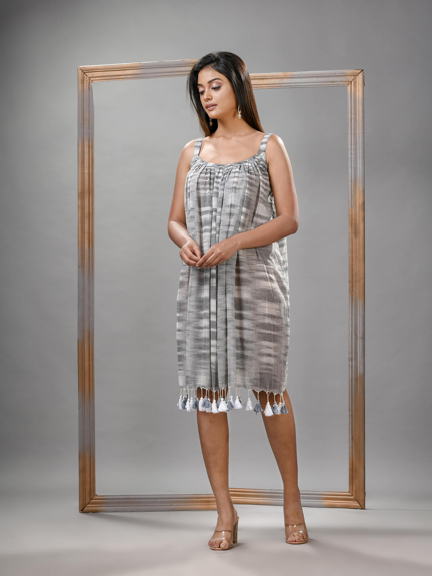 Ash Cotton Bengal Handwoven Kurti One Piece