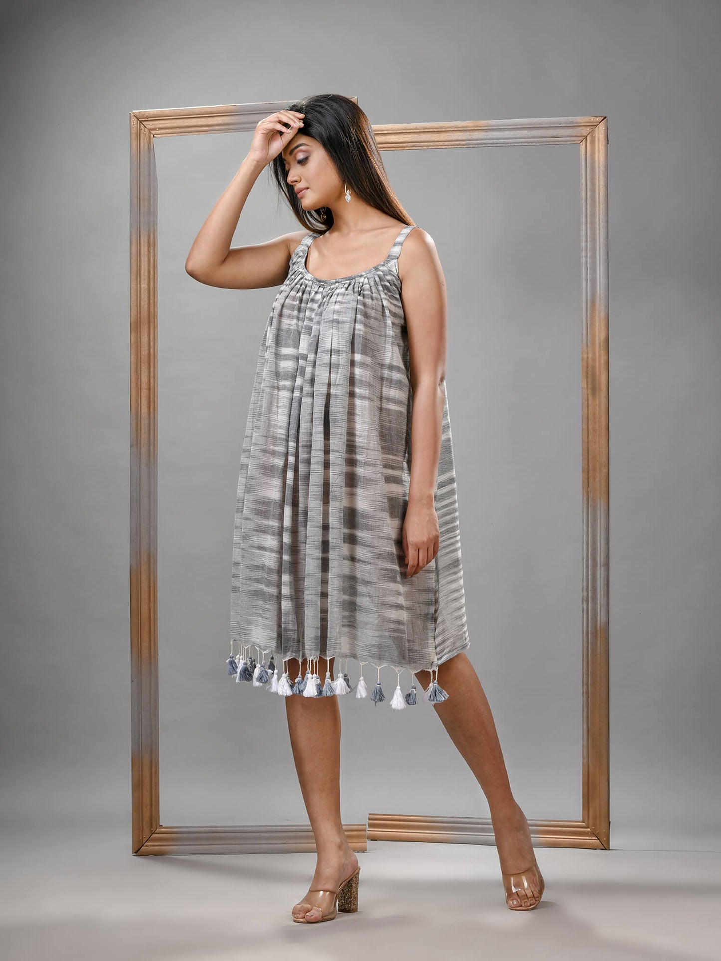 Ash Cotton Bengal Handwoven Kurti One Piece