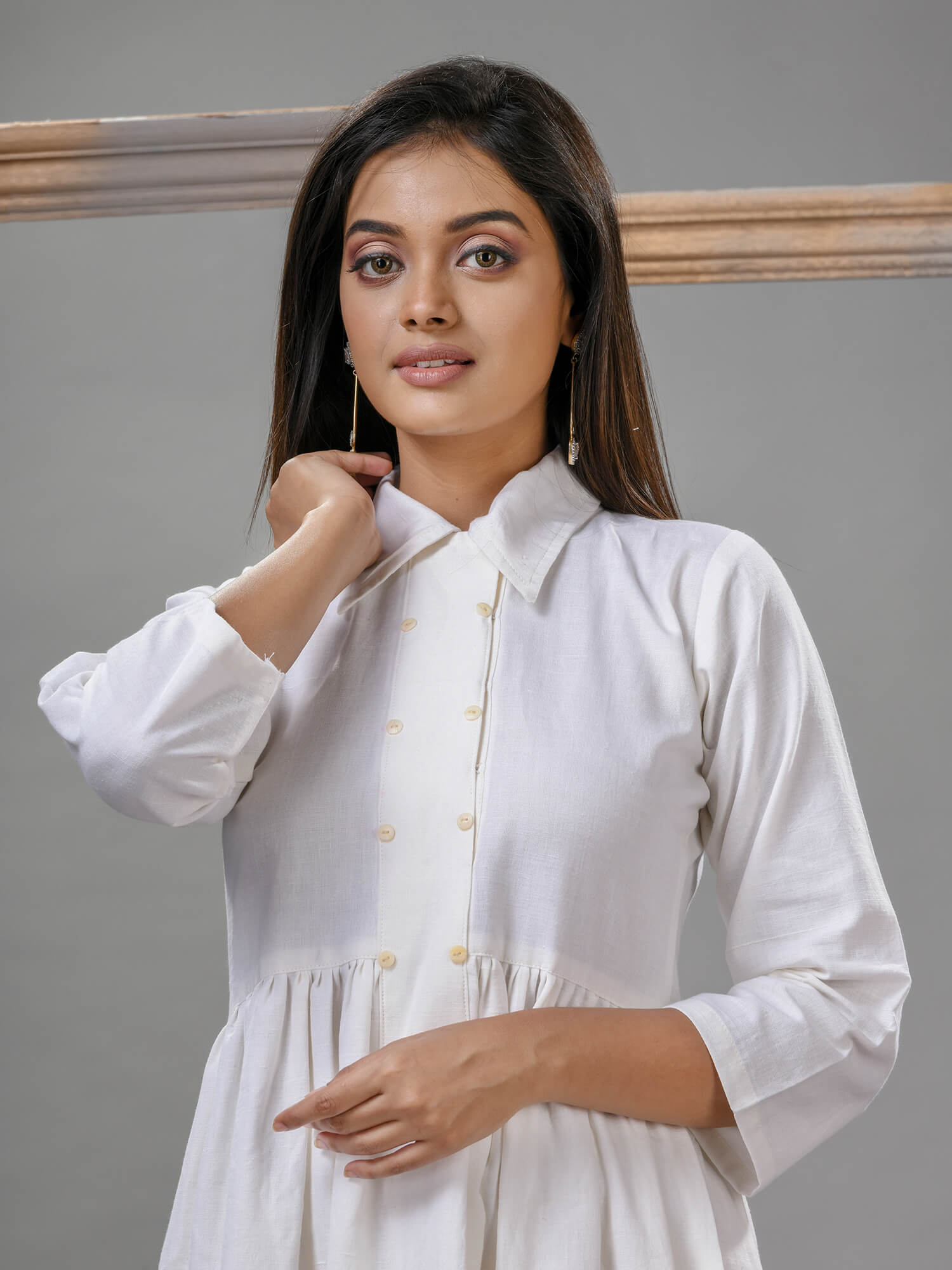 White Cotton Bengal Handwoven Kurta Set