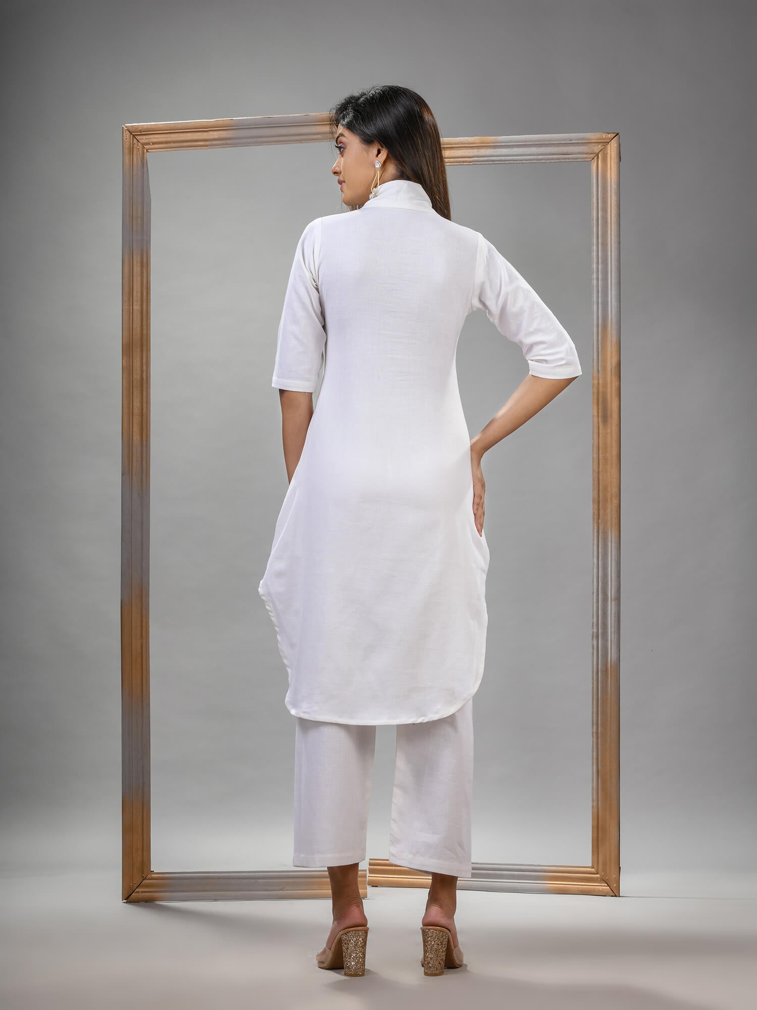 White Cotton Bengal Handwoven Kurta Set