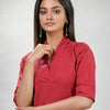 Red Cotton Bengal Handwoven Kurta Set