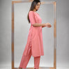 Peach Cotton Bengal Handwoven Kurta Set