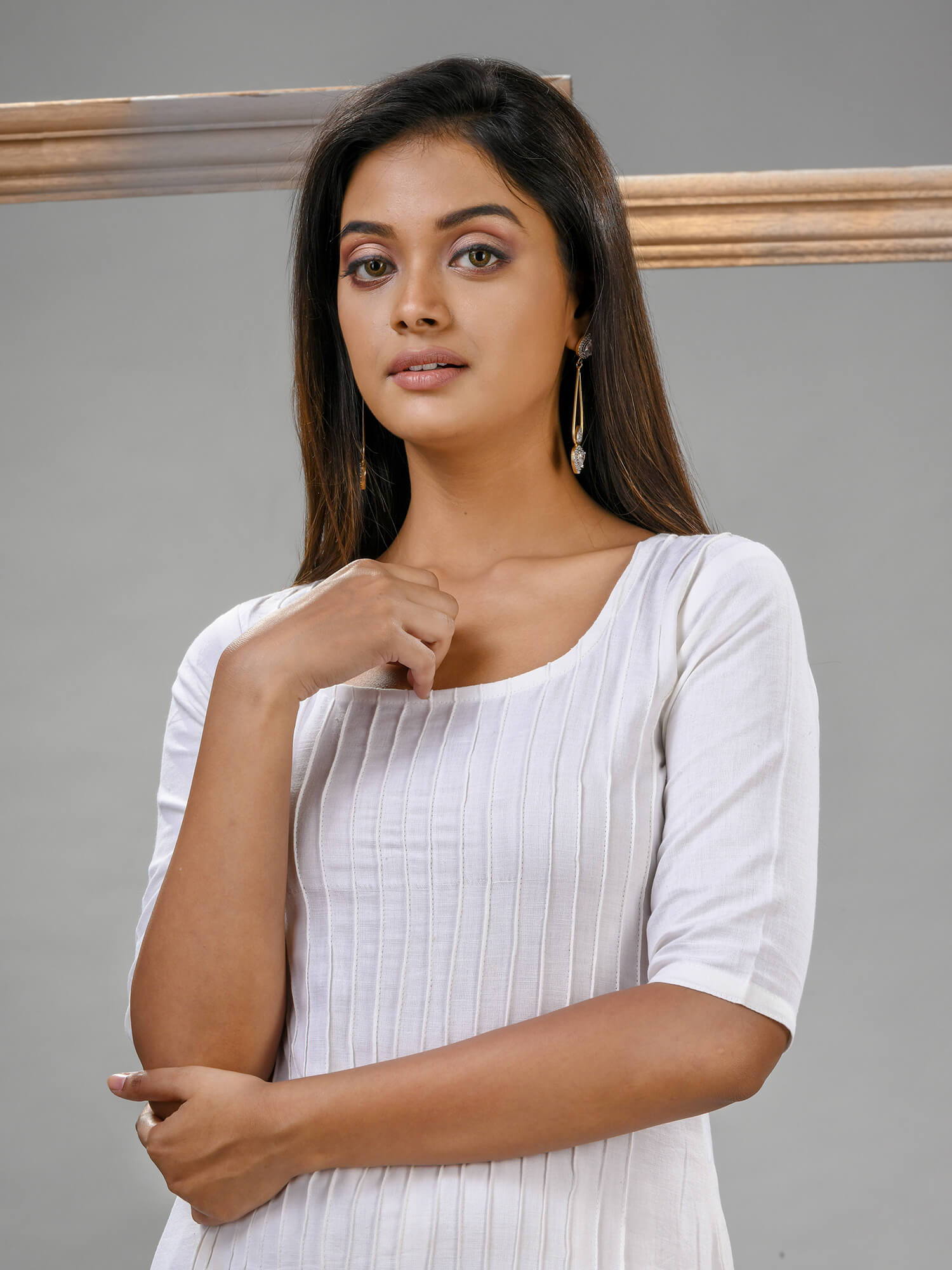 White Cotton Bengal Handwoven Kurta Set