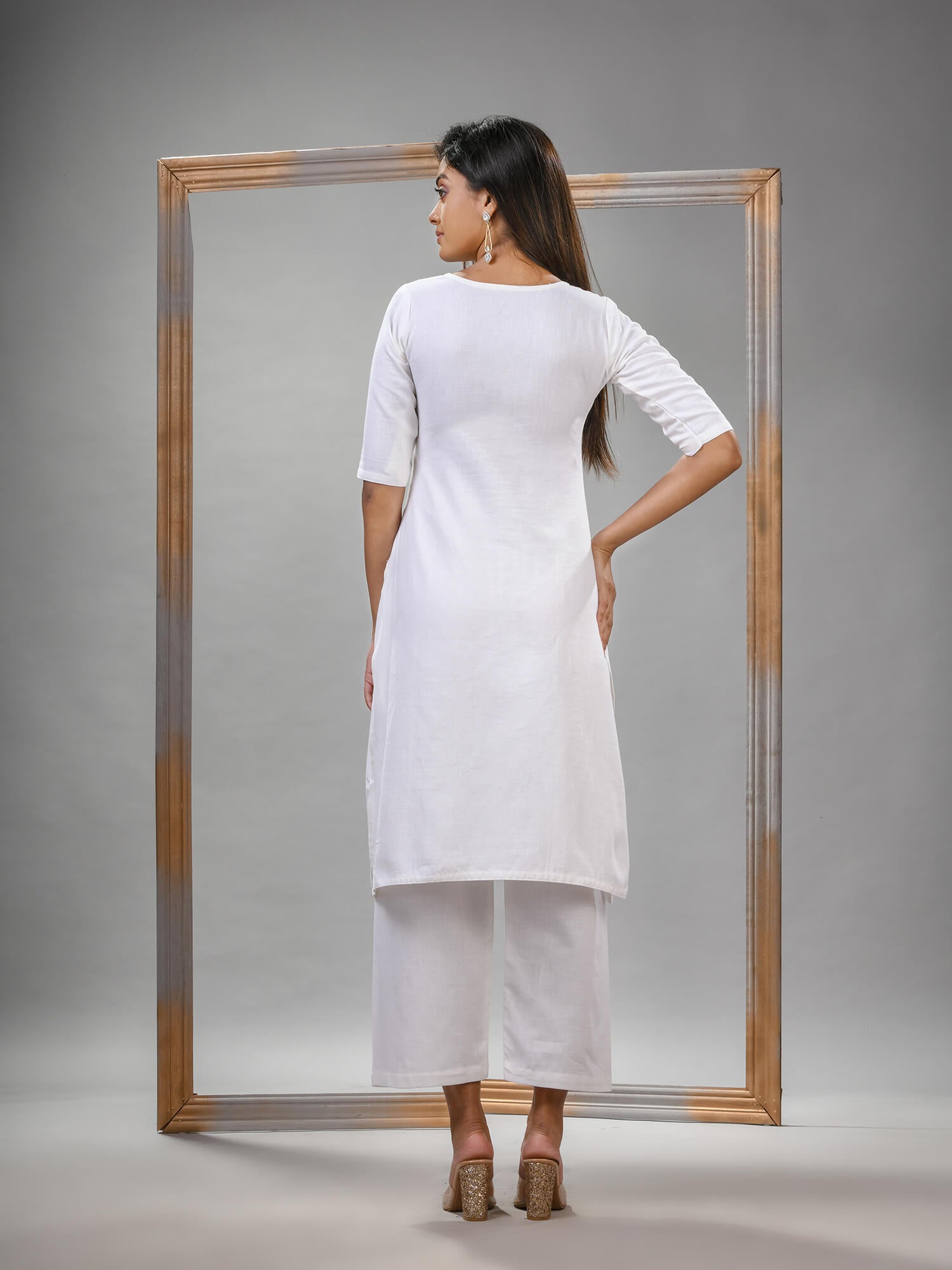 White Cotton Bengal Handwoven Kurta Set
