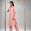 Peach Cotton Bengal Handwoven Kurta Set