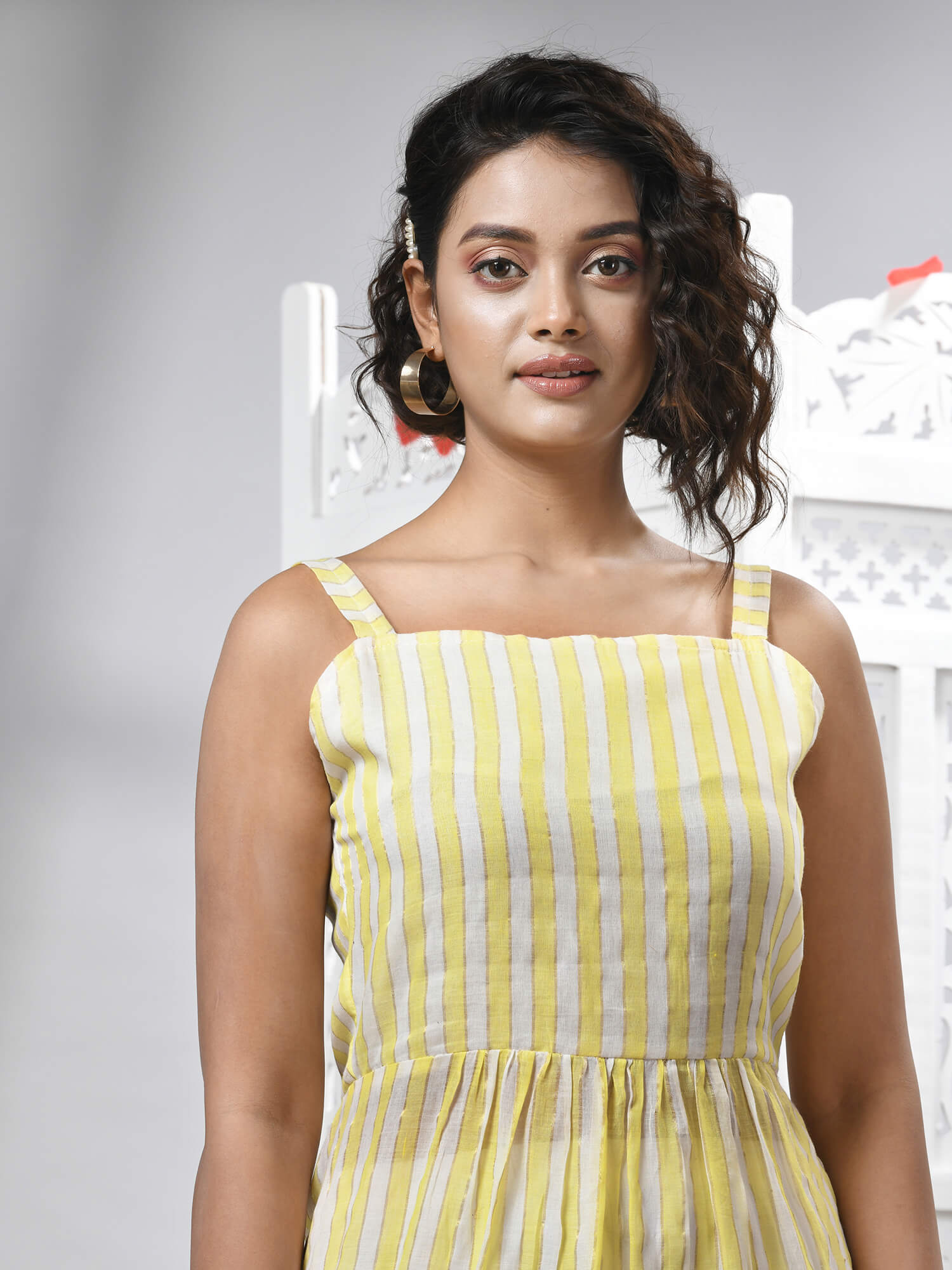 Yellow Cotton Bengal Handwoven One Piece