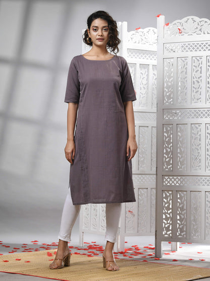 Mauve Cotton Bengal Handwoven Kurti