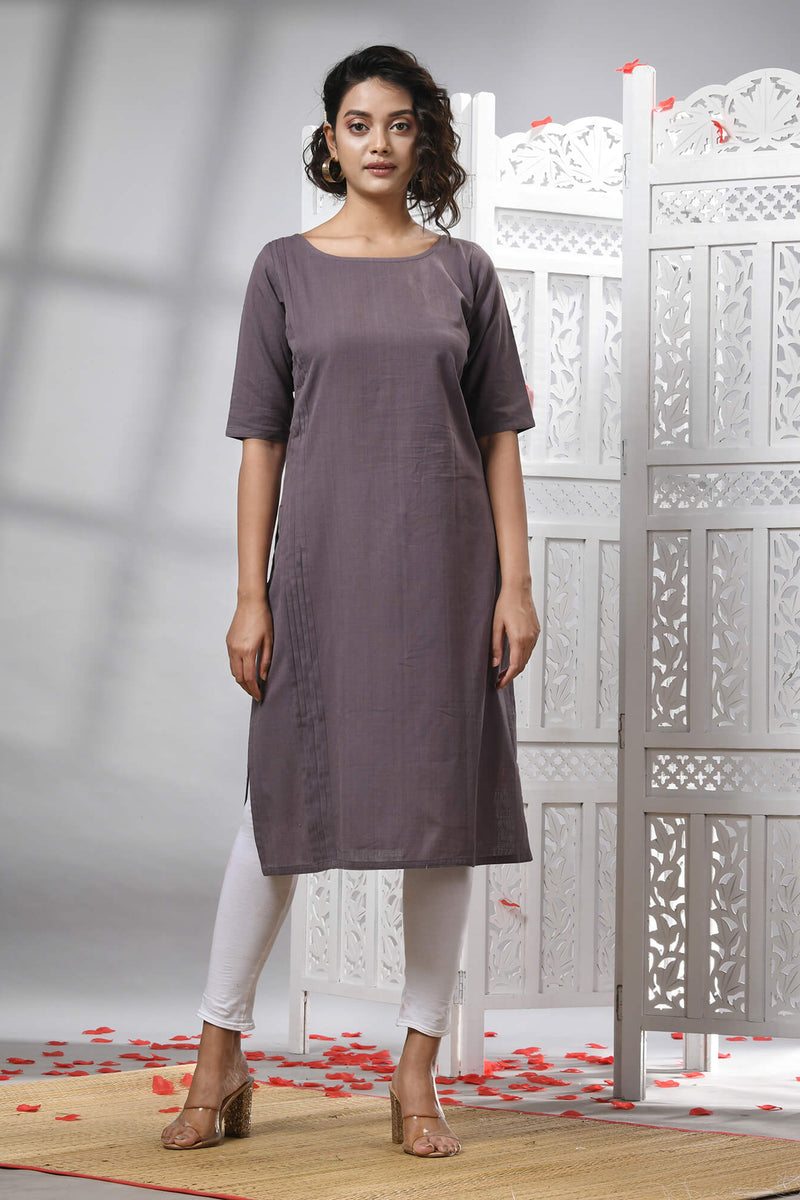 Mauve Cotton Bengal Handwoven Kurti